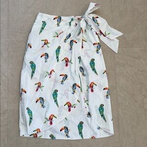 Tropical Parrot Print Wrap Skirt